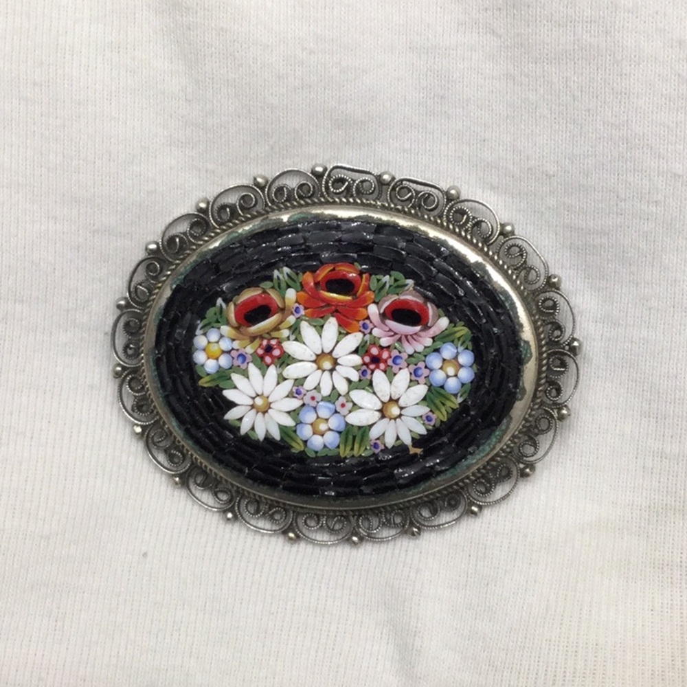 Micromosaic pin, Italian made